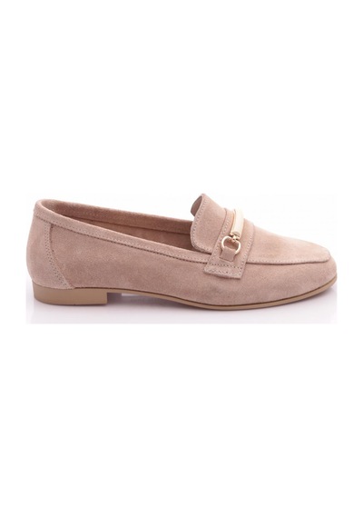 Dgn 3772 Kadin Tokali Loafer Ayakkabi Bej Süet