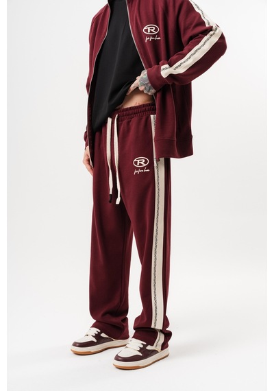 Respire Erkek Ffb Şerit Detaylı Doubleface Baggy Eşofman Altı Bordo