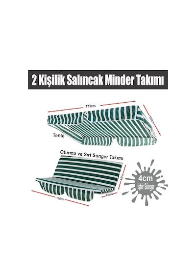 Viphomeconceptltd Gölgelikli Salıncak Minder Takımı, Bahçe Salıncak Minderi (486148967) Çok Renkli