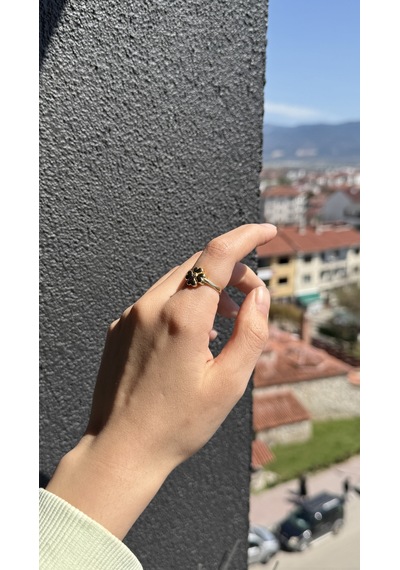 Çiçek Figürlü Zirkon Taşlı Altın Yüzük Sarı Altın