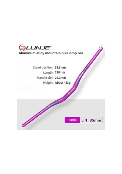 Lunje 78 Cm 35 Rise Açılı Alüminyum 31,8mm Mtb Freeride Gidon Bisiklet Gidonu Direksiyonu Mor