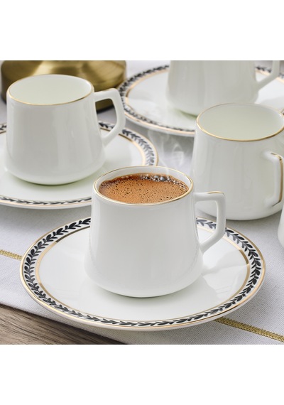 Evaliza Alaia Olive Gold 12 Parça 6 Kişilik Kahve Fincan Takımı 80 Ml Çok Renkli