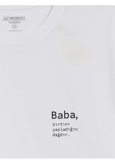 Lcwaıkıkı Classic Beyaz Bisiklet Yaka Slogan Baskılı Erkek Tişört