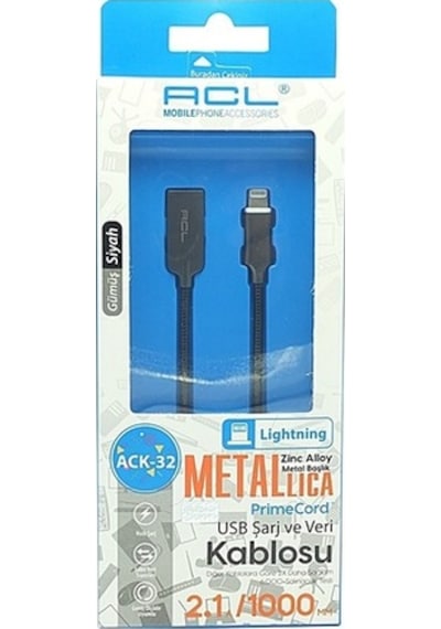 Acl 2.1 Metal Başlıklı Örgülü Lightning Apple iPhone Uyumlu Usb Hızlı Ş