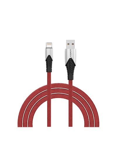 Usb Lightning Hızlı Şarj Kablosu - Kırılmaz Örgülü Bordo Kablo