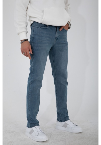 Hlt Jeans Hlthe003001 Taşlamalı Regular Fit Likralı Erkek Denim Kot Pantolon