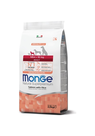 Monge Mini Adult Tek Proteinli Somonlu Pirinçli Yetişkin Köpek Maması 2,5 Kg