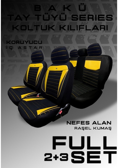 Mitsubishi Space Star Hatcback Diğer 2013-2018 Uy Tegin Pulse Serisi Raşel Siyah Sarı Koltuk Kılıfı