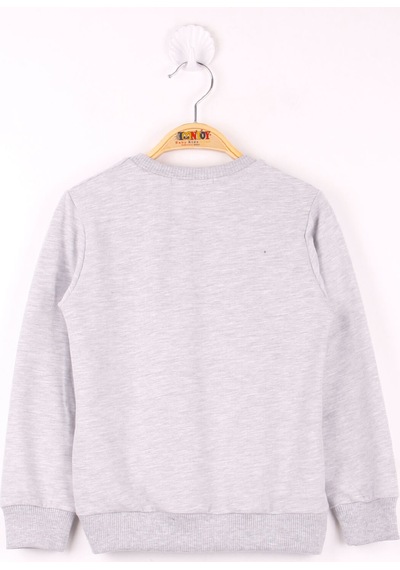 Toontoy Kids Toontoy Erkek Çocuk Baskılı Sweatshirt Gri Melanj