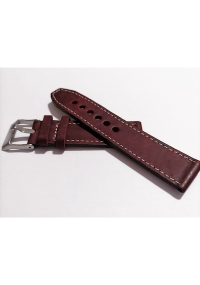 Fado&her Saate Uyumlu Hakiki Grizi Deri Saat Kordonu 20 Mm 162 Bordo Bordo
