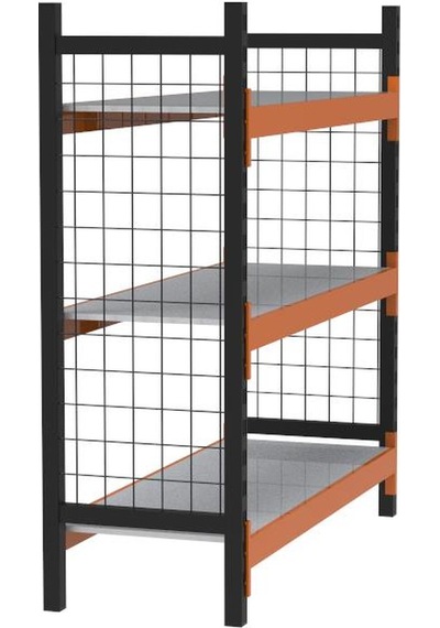 3 Katlı Dekoratif Midi Rack - Ekonomik Depo,arşiv, Kiler Rafı Siyah-turuncu-46x150 Cm-100 Cm Çok Renkli