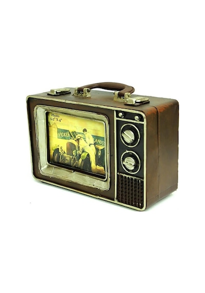 Dekoratif Metal Çerçeve Televizyon Temalı Vintage Hediyelik