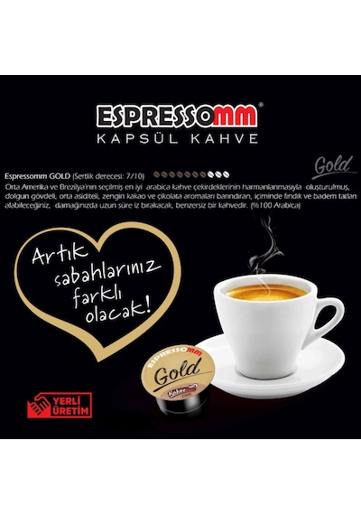 Espressomm® Tchibo Cafissimo Makineleri İle Uyumlu Gold Kapsül Kahve 10'lu