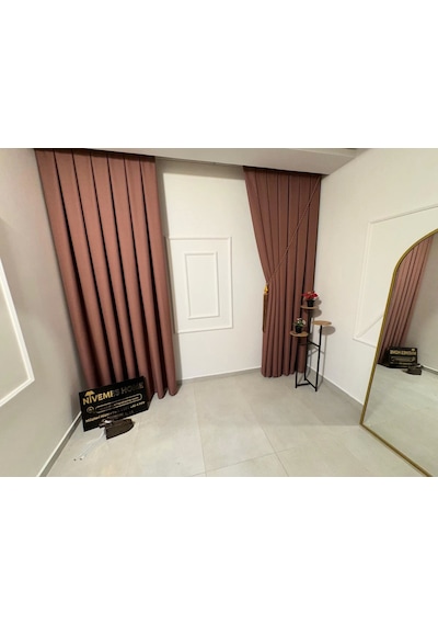 Nivemeshome Roma 18542-d Keten 1/3 Sık Pileli Gülkurusu Fon Perde Apm Gülkurusu