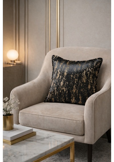 Modern Siyah Altın Desenli Dekoratif Kırlent Şık Ve Lüks Tasarım. Siyah - 851733439 Siyah