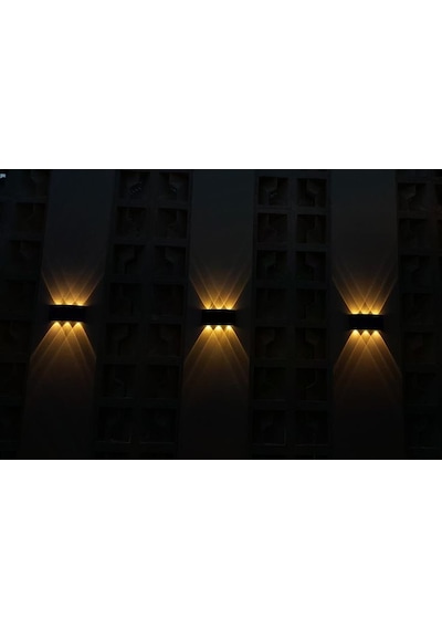 12 Watt Amber Işık Ledli, Elektrikle Çalışır, Bahçe - Villa Duvar Aydınlatma Armatürü, Amber Aplik Amber