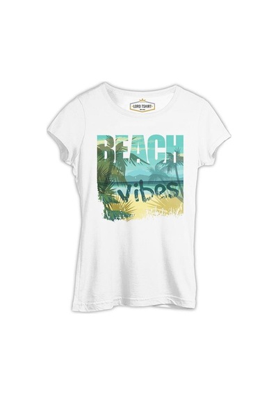 Beach Vibes - Yaz Beyaz Kadın Tshirt 001