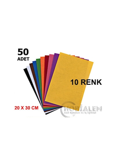 50 Adet. Keçe. A4 Boy. 10 Renk. Hobi. Okul. El Işi Süsleme Keçesi