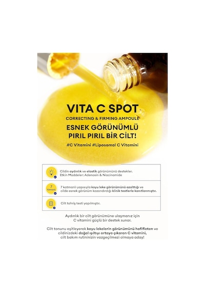 C Vitamini İçerikli Leke Karşıtı Sıkı Görünüm Sağlayan Bakım Ampulü
