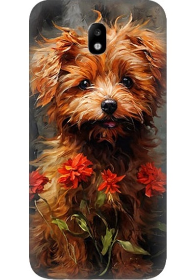 Samsung Galaxy J5 Pro Uyumlu Çiçekli Köpek Desenli Silikon Kılıf