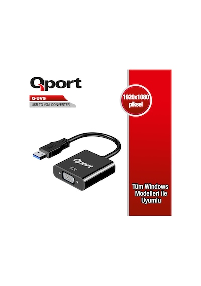 Qport Q-Uvg 16Cm Usb-Vga Çevirici