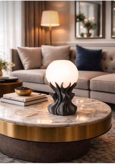 3dlab Core Dekoratif Masa Lambası Modern Heykelsi Tasarım Lüks Salon Ve Ofis Aydınlatması Siyah