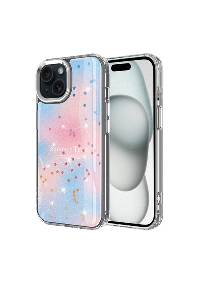 Apple Uyumlu iPhone 14 Simli Desenli Parlak Zore Task Kapak