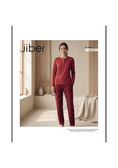 Jiber 10362 Kışlık Pijama Takımı Bordo