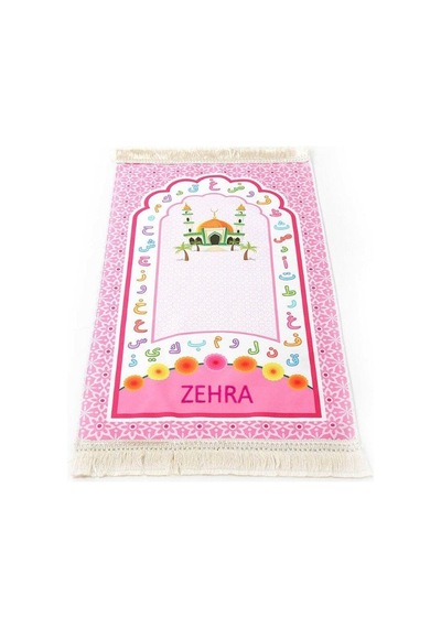 İsme Özel Çocuk Seccadesi Elif-ba Pembe 82 45 Cm 110 Gr - Tesbih Hediyeli Çok Renkli