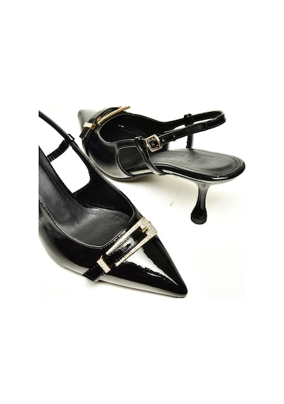 Fox Shoes U676051408 Siyah Rugan Alçak Topuklu Kadın Ayakkabı Siyah