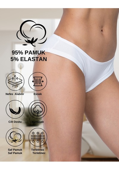 Alya Underwear Kadın Brazilian Külot 3 Adet Beyaz Beyaz