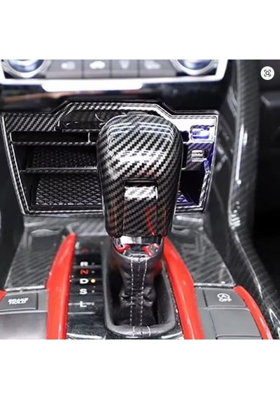 Honda Civic Fc5 Fk7 İçin Uyumlu Karbon Desenli Vites Topuzu 2'li Set Siyah