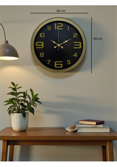 40 Cm Metal Eskitme Vintage Duvar Saati Modern Metal Altın Rakamlı