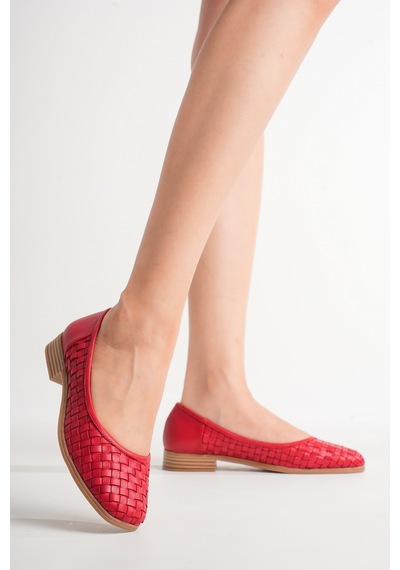 Analin Shoes Kadın Hakiki Deri Örgü Detaylı Babet Kırmızı Analin Shoes Kadın Hakiki Deri Örgü Detaylı Babet Kırmızı