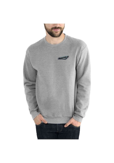 Leon St Far Baskılı Gri Melanj Erkek Örme Sweatshirt