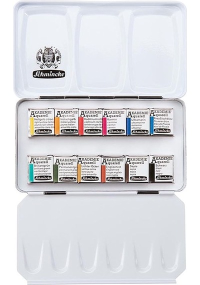 Schmincke Akademie Sulu Boya 12 Renk 1/2 Tablet 75112