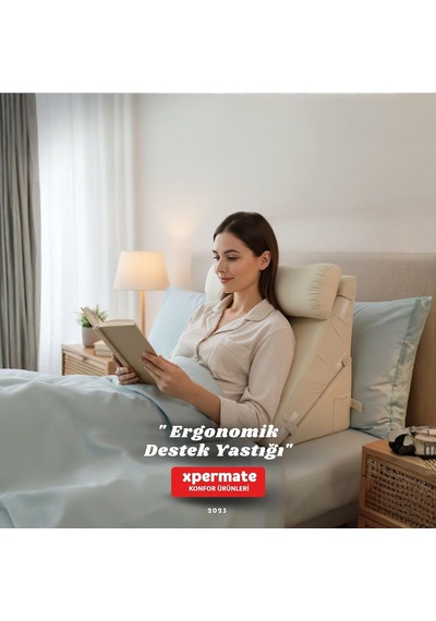 Ergonomik Destek Yastığı Baş, Sırt, Bel Ve Bacak Desteği Bej Genel