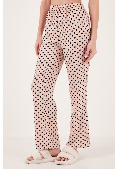 Lela Rahat Kesim Bol Paça Mono Yaka Kısa Kollu Bayan Pijama Takımı 6110290 Somon
