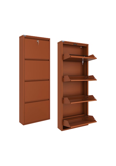 Ceha Kilitli 4'lü Metal Ayakkabılık - Taba K.AYK-4/P8004/KL