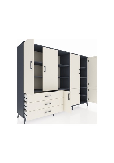 Hyperion Dolap 11 Raflı 3 Çekmeceli 7 Kapaklı 220x44x163 Antrasit Antrasit-aytaşı Hyperion Dolap 11 Raflı 3 Çekmeceli 7 Kapaklı 220x44x163 Antrasit Antrasit-aytaşı