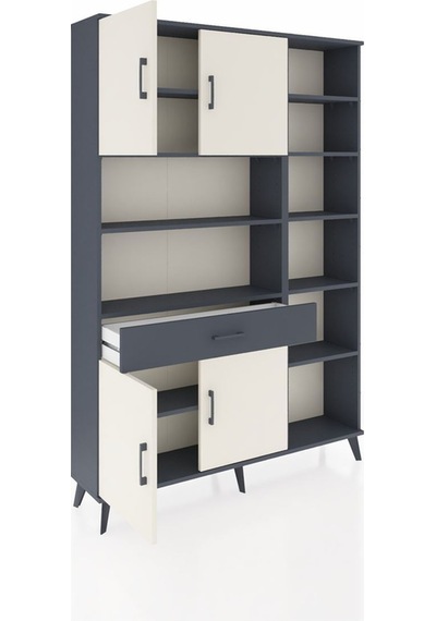 Arges Dolap 10 Raflı Tek Çekmeceli 4 Kapaklı 132x30x195 Antrasit-aytaşı/antrasit Aytası/antrasıt Arges Dolap 10 Raflı Tek Çekmeceli 4 Kapaklı 132x30x195 Antrasit-aytaşı/antrasit Aytası/antrasıt
