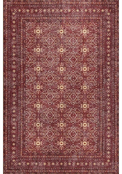 Relic Bordo Vintage Dokulu Geleneksel Desenli Dokuma Tabanlı Şönil Halı Al 477 Bordo