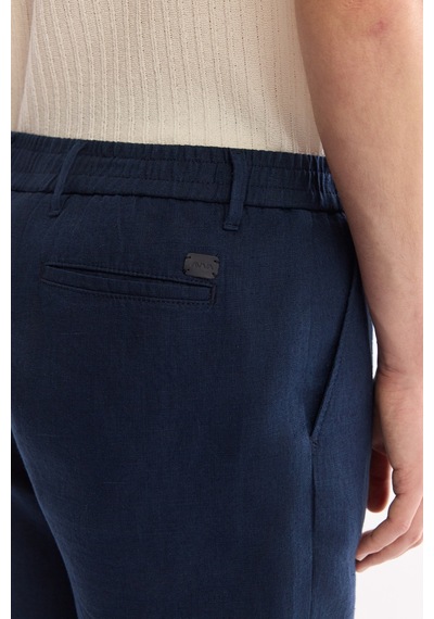 Avva Erkek Lacivert Beli Lastikli %100 Keten Relaxed Fit Şort B003732
