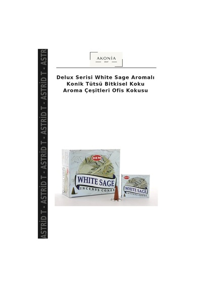 Delux Serisi White Sage Aromalı Konik Tütsü Bitkisel Koku Aroma Çeşitleri Ofis Kokusu