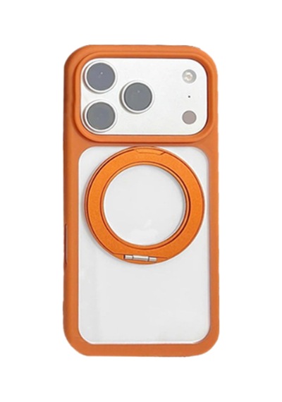 Piili Apple iPhone Uyumlu 17 Pro Max Rotation Magsafe Silikon Kılıf Turuncu
