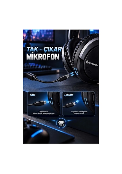Sprange Sr-e2 3ın1 Gaming & Karaoke Kablosuz Kulaklık
