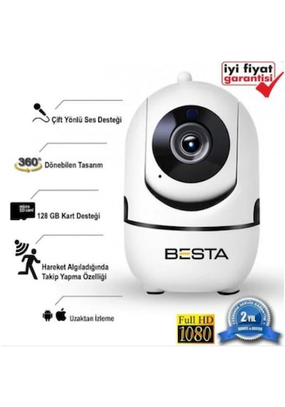 Kablosuz Kamera 1080p Harekete Duyarlı 360 Derece 2mp