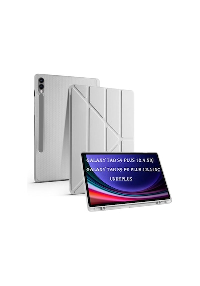 Samsung Galaxy Uyumlu Tab S9 Fe Plus X610 X616 Kılıf Kalem Bölmeli Trifolding Case