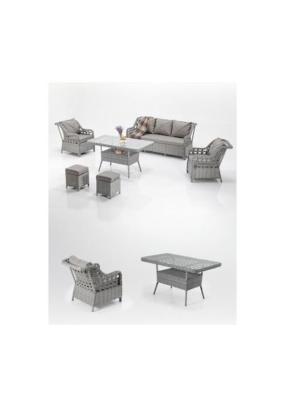Dora Garden Home Ecem 7 Kişilik 3+1+1 2 Adet Puff Hediyeli Rattan Bahçe Takımı Açık Gri Siyahçizgili Dora Garden Home Ecem 7 Kişilik 3+1+1 2 Adet Puff Hediyeli Rattan Bahçe Takımı Açık Gri Siyahçizgili