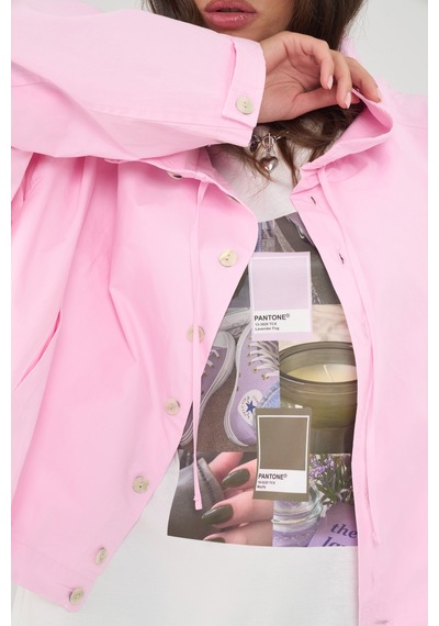 Mai Collection Liora Düğmeli Pembe Bomber Ceket